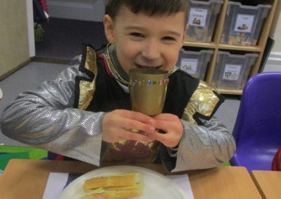 Boy drinking on Medieval Day