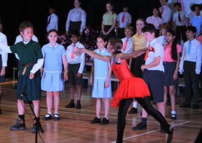 Children performing the school's version of 'Matilda